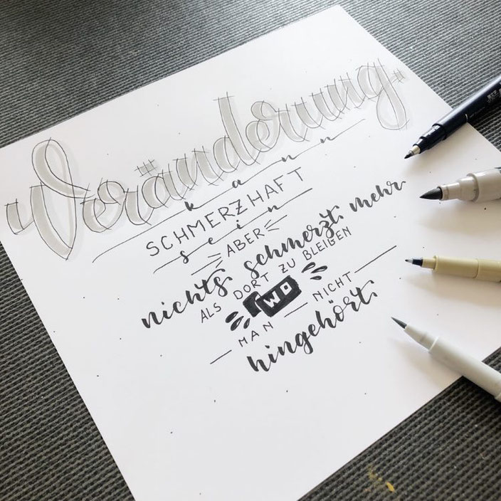 Handlettering Spruch über Veränderung