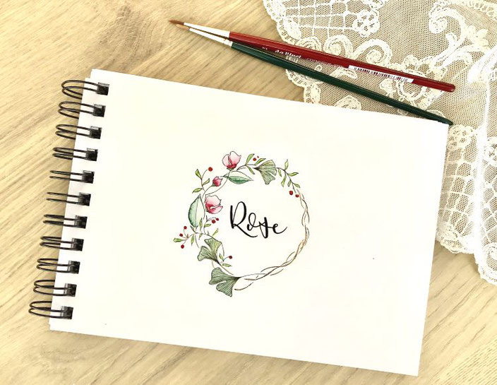 Rose - Handlettering mit Blumenkranz (letter_fee für die Letter Lovers)