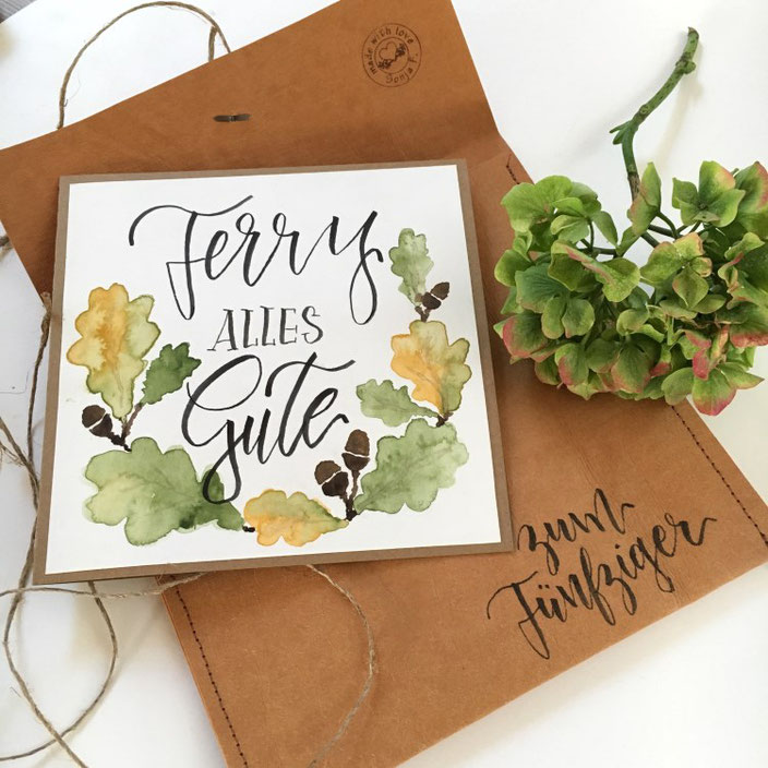 Geburtstagskarte Lettering: Alles Gute. Handlettering von sonja.theresia bei den Letter Lovers