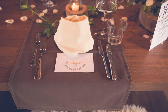 Tischdekoration Hochzeit - Platzkarte für den Bräutigam (Foto von TW-Fotoart)