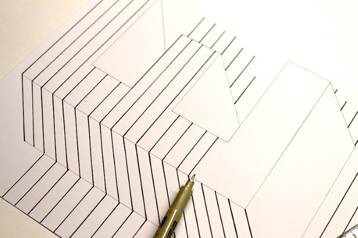 Lettering Tutorial: gestalte eine optische Illusion mit dem Buchstaben E (Schritt 5)
