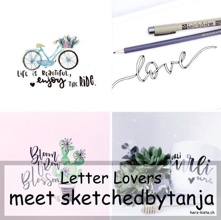 Letter Lovers - sketchedbytanja zu Gast im Lettering Interview mit einer Anleitung für ein Ribbon Lettering