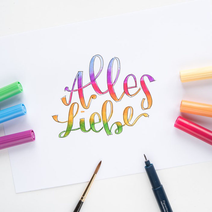 Handlettering: Alles Liebe (jane_carrot für die Letter Lovers)