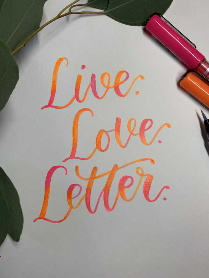Live - Love - Letter - Handlettering mit Blending in neon