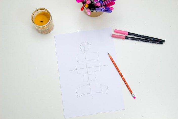 Anleitung wie du deine Letteringsprüche gestalten kannst: Schritt 2: Formen zeichnen