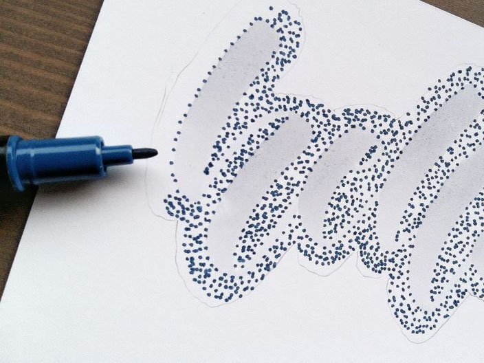 Anleitung für ein Punkte Lettering - Schritt 4: viele Punkte setzen