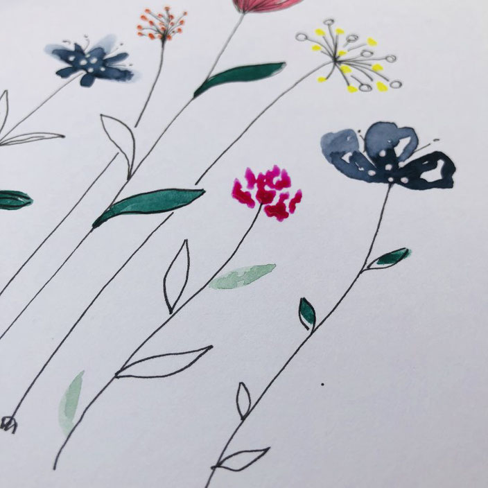 Wie du ganz einfache Aquarellblumen malen kannst - Feinschliff mit Gelliner