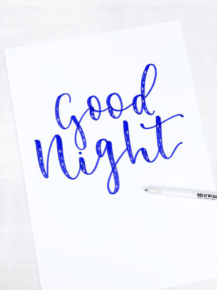 DIY Handlettering Anleitung: Wie du ein Lettering mit einem Sternchen Effekt gestaltest - im Beispiel good night