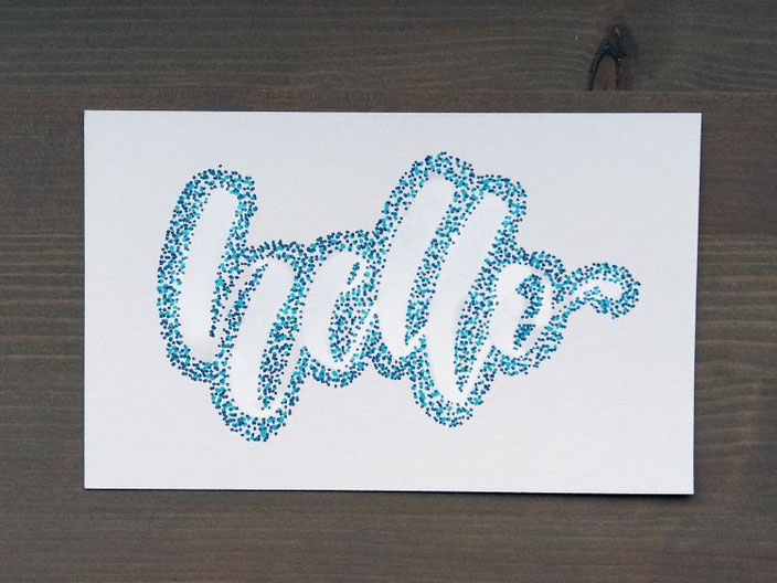 Handlettering Anleitung für ein Punkte Lettering - hello mit vielen Punkten hervorheben