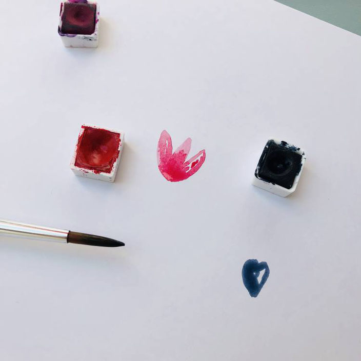 Anleitung für easy Aquarellblumen malen - Schritt 1