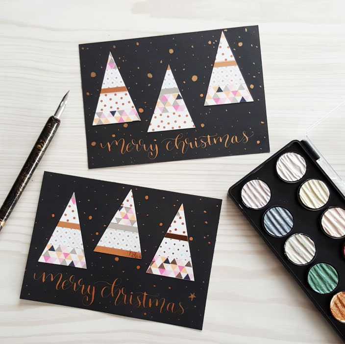 Handlettering Guide für Anfänger: Kalligraphie - merry christmas Karte