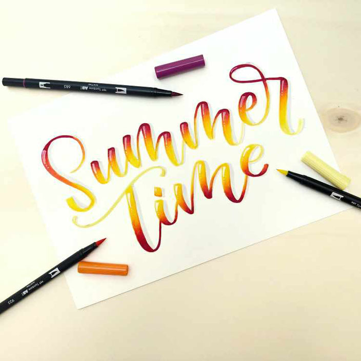 summer time - Brushlettering mit wunderschönem Blending und Farbverlauf