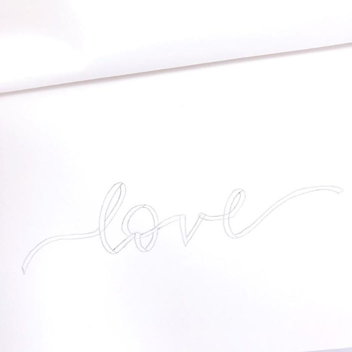 Anleitung für ein Ribbon Lettering - Schritt 3: überall zweite Linien ergänzen