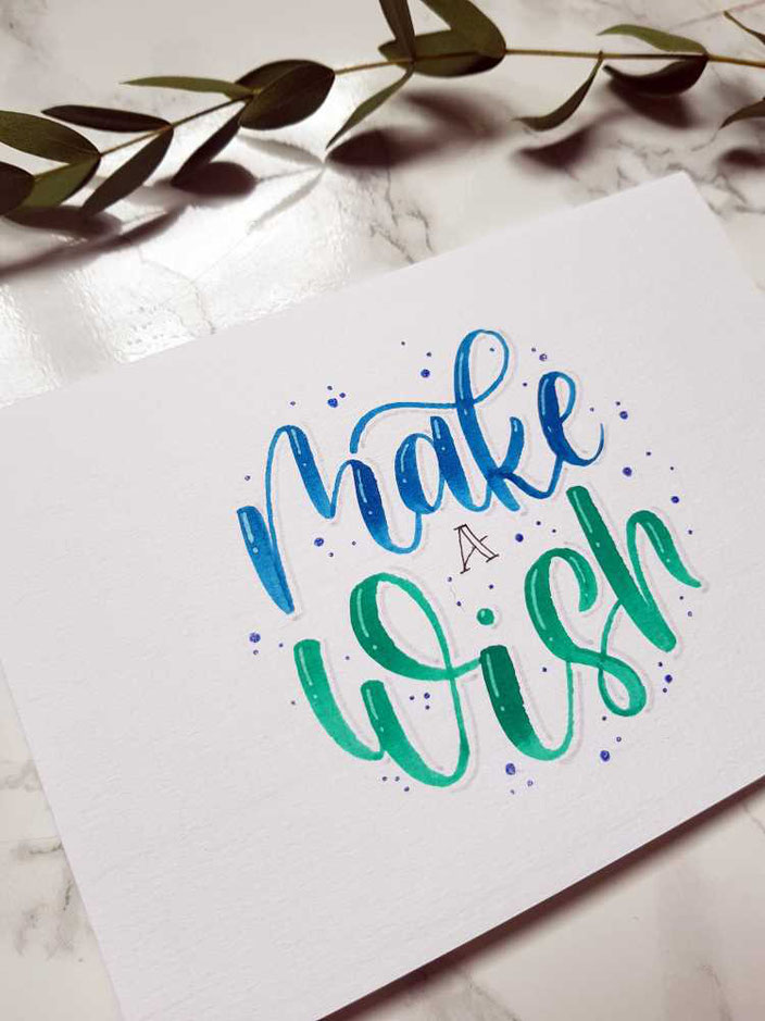 make a wish - gestalte ganz einfach eine Geburtstagskarte mit Lettering (Schritt für Schritt Anleitung)