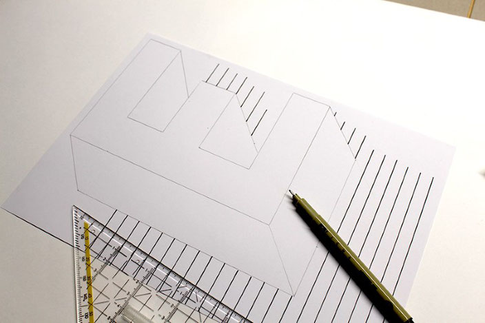 Handlettering Anleitung: gestalte eine optische Illusion mit dem Buchstaben E (Schritt 3)