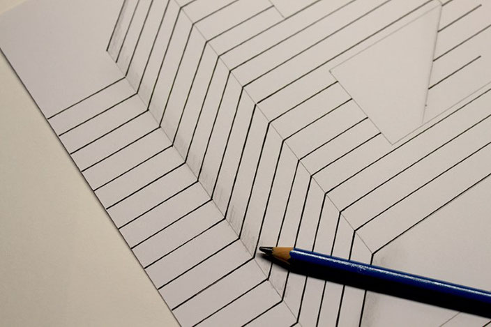 Handlettering Anleitung: gestalte eine optische Illusion mit dem Buchstaben E (Schatten hinzufügen)
