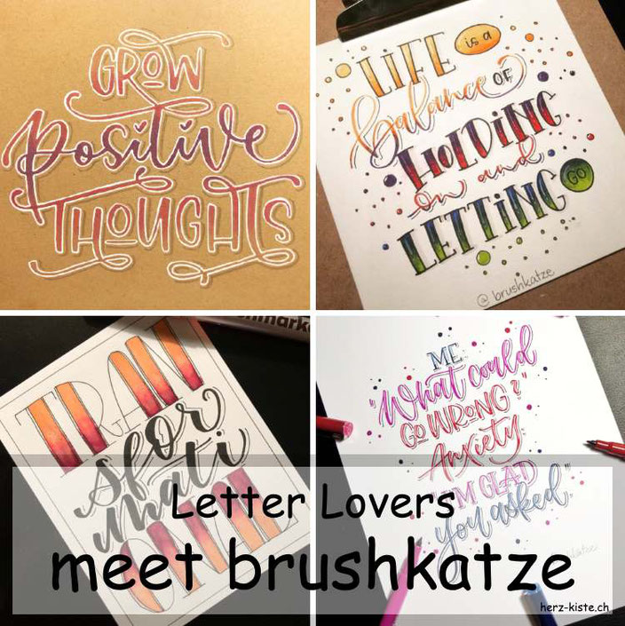 Letter Lovers - brushkatze zu Gast im Lettering Interview mit einer Anleitung für ein farbiges Lettering auf Kraftpapier