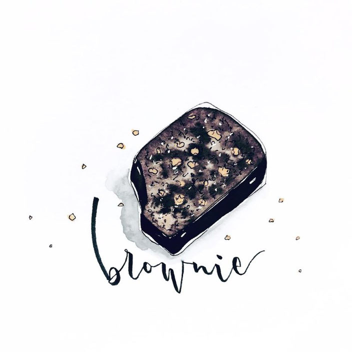 Brownie gemalt mit einem Handlettering - für die Letter Lovers von sketchedbytanja