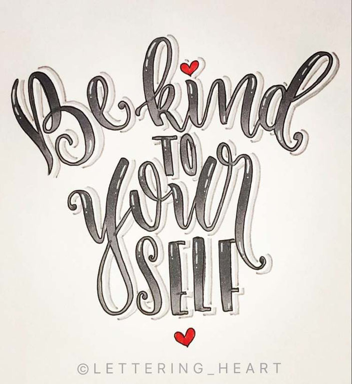 Lettering: Be kind to yourself (Handlettering von lettering_heart für die Letter Lovers)