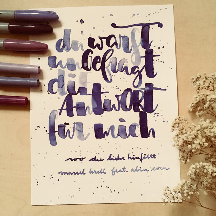 Du warst ungefragt die Antwort für mich - Handlettering von jennysordon für die Letter Lovers