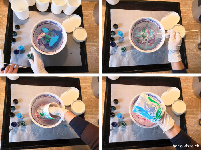 DIY Dosen marmorieren - Schritt für Schritt zum eigenen Adventskalender