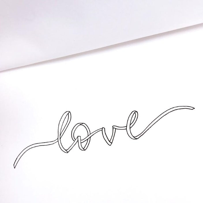 Anleitung für ein Ribbon Lettering - Schritt 5: mit Fineliner ausarbeiten und nachzeichnen