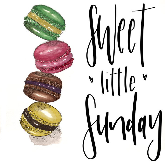 Sweet little sunday - Handlettering von madi_yellow_freak mit Macarons bei den Letter Lovers