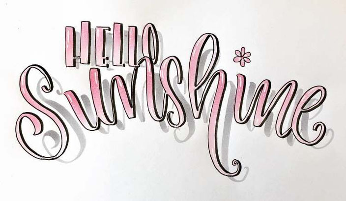 Hello Sunshine Handlettering (lettering_heart bei den Letter Lovers)