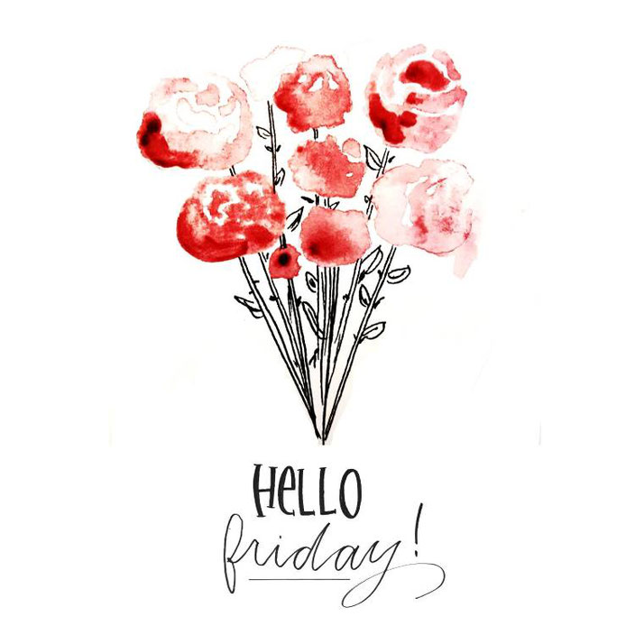 Handlettering hello friday mit Aquarell Blumen für die Letter Lovers von _kreatives_k_