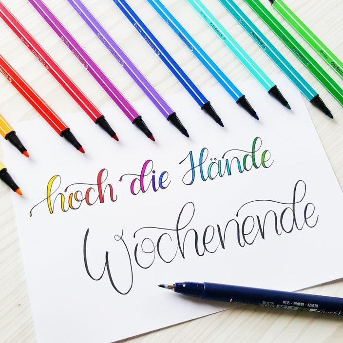 Handlettering: Hoch die Hände Wochenende! Lettering für den Lettering Guide für Anfänger