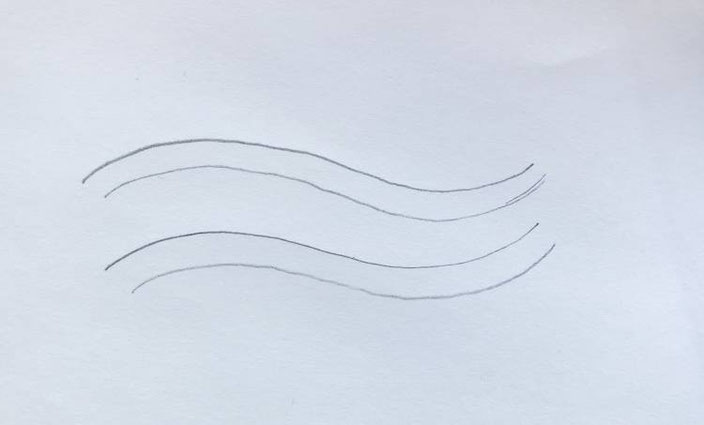 Gestalte mit Kalligraphie oder Handlettering ein Wellenbild - Anleitung Schritt 3 - Linien zeichnen