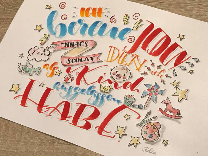Lustiger Handlettering Spruch über den Mittagsschlaf - bellalettern für die Letter Lovers