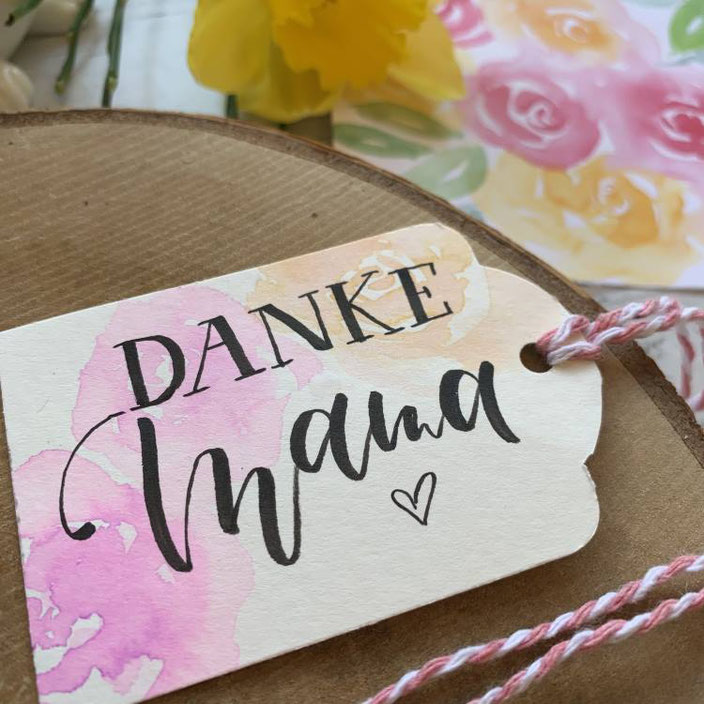 Lettering Geschenkanhänger Danke Mama