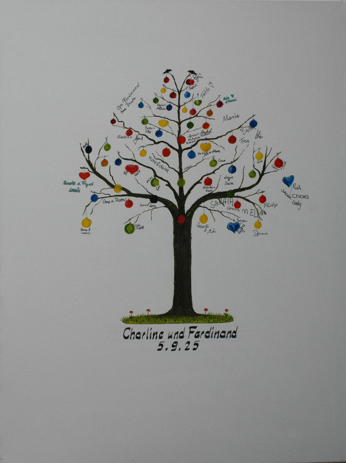 Nr.198 Hochzeitsbaum für Unterschriften.Ölgemälde auf Leinwand.Format 80x60cm