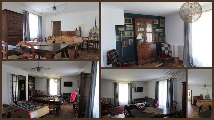 Salon et pièce à vivre de notre gîte de groupe proche de Lyon