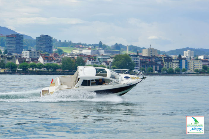 JACHTFAHRSCHULE.CH – Logo Stempelmarke, Ausbildung Segel- und Motorboot