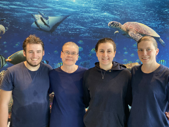 In und vor ihrem Element (v.l.): Paul Feldmann, Kirsten Dietz, Julia Thurau und Hannah Ehlers
