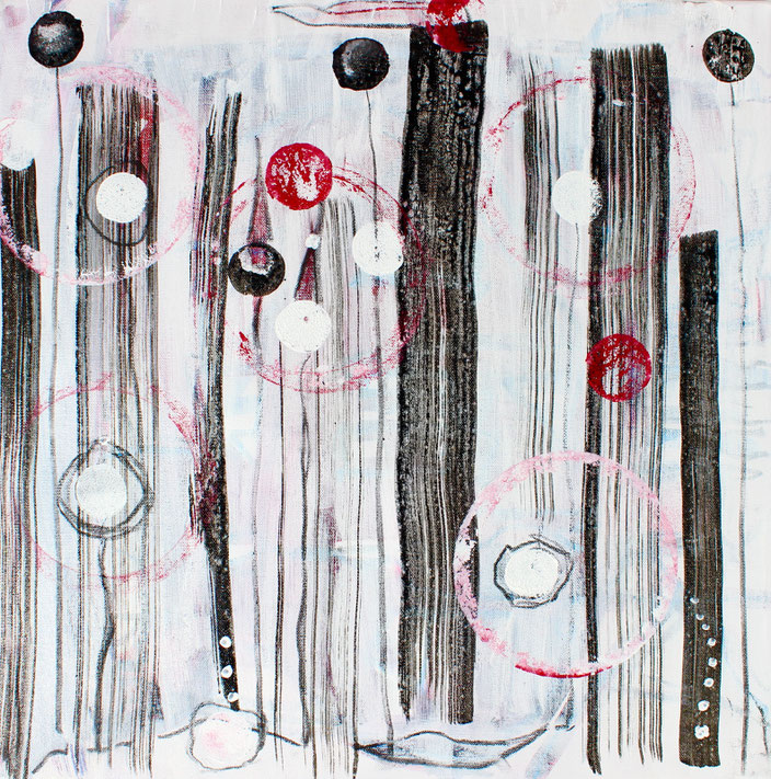 Acrylic + charcol on canvas / 40x40 cm / 2025 / unique