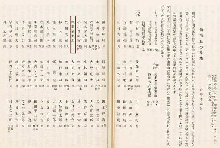 文久2年12月の招魂祭の参列者に儀十郎の名前＠「招魂社の濫觴」（津田信吉 述『奎堂松本先生ニ就テ』,p98－99,宇都宮万五治,昭15）
