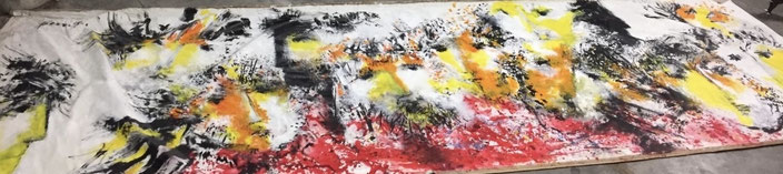 Acrylique sur toile 6,55 x 2 mètres