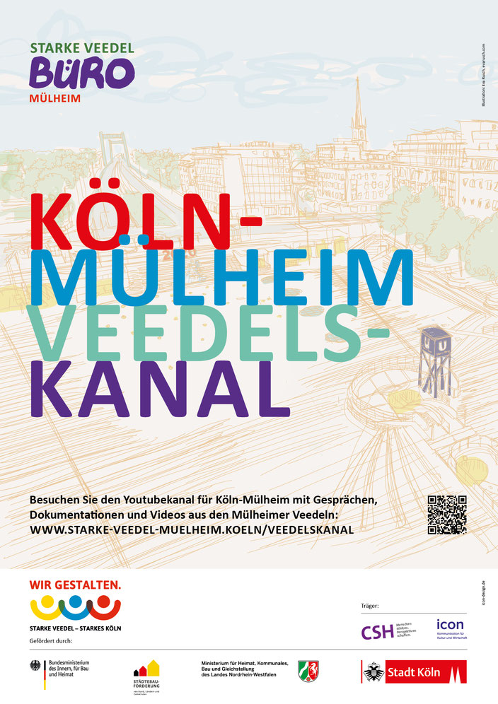 Plakat »Köln-Mülheim Veedels-Kanal«, Illustration: Eva Rusch