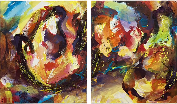 2024 | Free Horse I | 2-teilig je 70 x 60 cm  | Acryl/Lwd. | verfügbar/available | Claudia Kessler-Simsch
