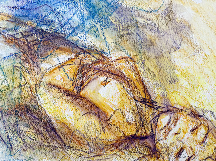 2026 | Schlafende | 30 x 40 cm | Pastellaquarell/Acryl auf Karton | Claudia Kessler-Simsch