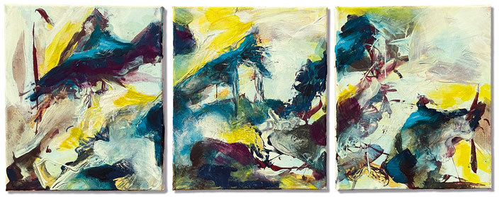 2023 | Zeitgeist | 3-teilig 30 x 25 cm | Acryl/Lwd. | Claudia Kessler-Simsch