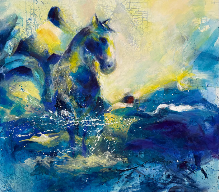 2025 | cavalo azul do mar | 140 x 160 cm | Acryl auf Lwd. | Claudia Kessler-Simsch