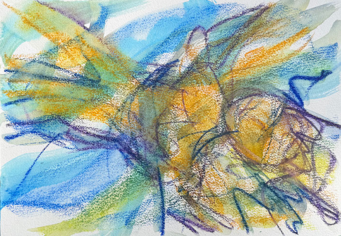 2026 | Schwimmende | 30 x 40 cm | Pastellaquarell/Acryl auf Karton | Claudia Kessler-Simsch
