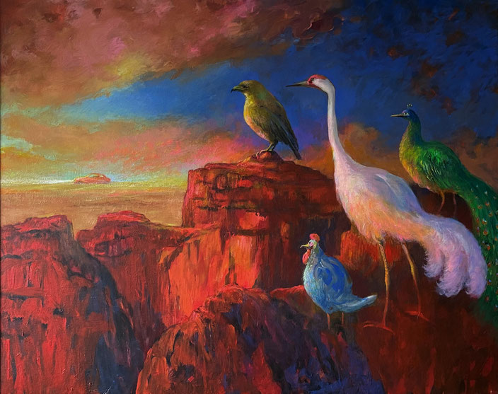 Rudi Hurzlmeier: "Autokino", 2014, Acryl/Leinwand, 80 x 100 cm                 