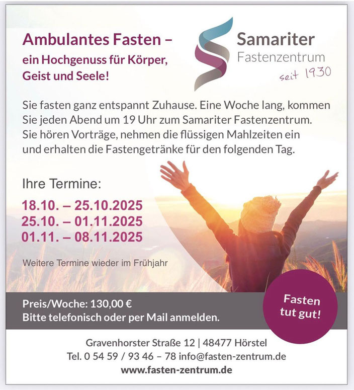 Fasten ~ Hochgenuss für Körper, Geist & Seele❣ alle Termine unter https://fastenwww