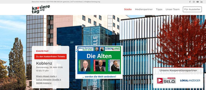 Datum, Zeit und Ort für den Karrieretag in Koblenz am 28.5.2026