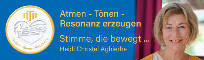 Kopf der Internetseite von Heidi Christel Aghierha - Stimme, die bewegt ... ATR - Atmen - Toenen - Reden